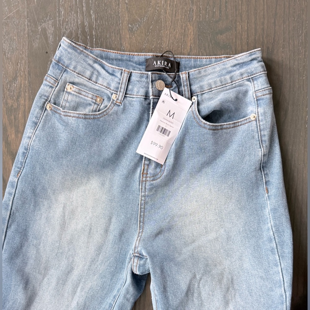 (NEW)Trendy Light Blue Ruffle Hem Women’s Jeans - Picture 5 of 10